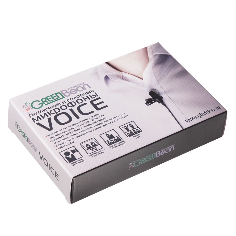 Микрофон петличный GreenBean Voice 4 black S-Jack, фото , изображение 3