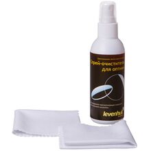 Набор для ухода за оптикой Levenhuk (2 салфетки 15x15 см, спрей 95 мл), фото 