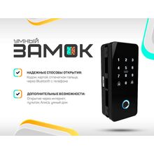 Биометрический замок Selock Hotel Glass для стеклянных дверей с возможностью дистанционного контроля и управления через мобильное приложение Ttlock, фото 