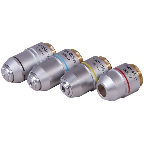 Набор планахроматических объективов Levenhuk MED 900 4x, 10x, 40xs, 100xs (масляный), фото , изображение 2