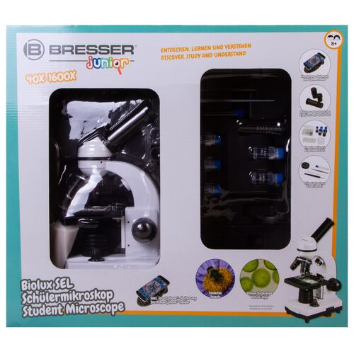 Микроскоп Bresser Junior Biolux SEL 40–1600x, белый, в кейсе, фото , изображение 17