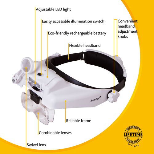 Лупа налобная с аккумулятором Levenhuk Zeno Vizor HR6, фото , изображение 15