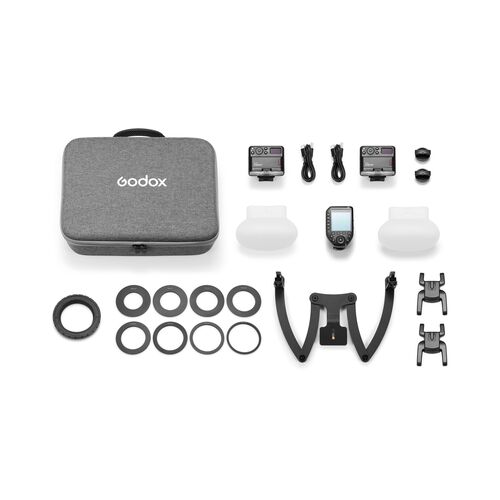 Комплект импульсных осветителей Godox MF12-DK2 для макросъемки, фото 