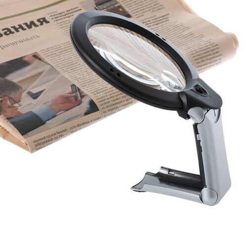 Лупа настольная с ручкой и подсветкой Veber MG1713-1, 2x-4x, 100 мм, фото , изображение 2