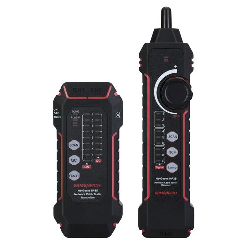 Кабельный тестер Ermenrich NetGeeks NP35 (красный), Цвет: Красный, фото 