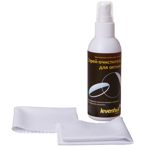 Набор для ухода за оптикой Levenhuk (2 салфетки 15x15 см, спрей 95 мл), фото 