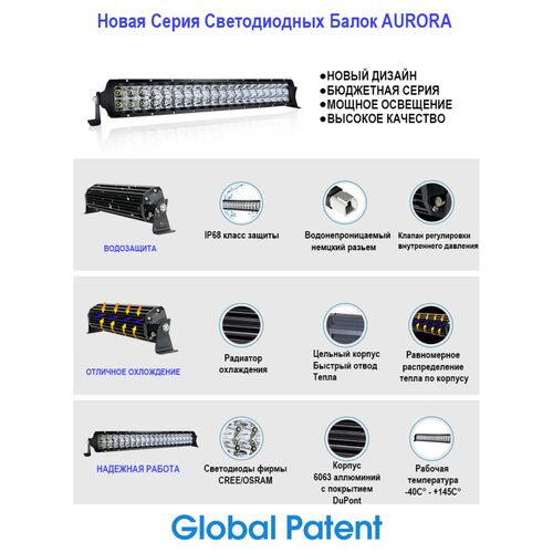 ALO-D5D1-50 Балка 9-36В, 500Вт, 15783Лм, 6500K, 50", Комбинированный свет - белый, фото , изображение 6