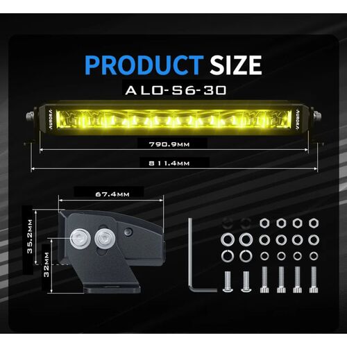 ALO-S6-30-R5H1 Балка 9-36В, 225Вт/225Вт, 9600Лм, 30", Белый/желтый свет, фото , изображение 13