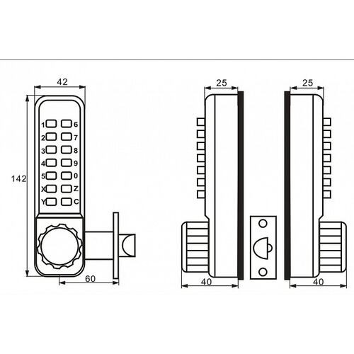 Двусторонний врезной механический кодовый замок Selock Code 20S, фото , изображение 7