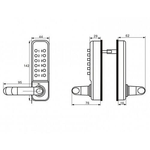 Врезной механический кодовый замок Selock Code 209A, фото , изображение 5