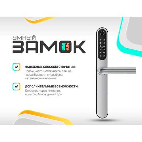 Врезной биометрический замок Selock Hotel Slim с возможностью установки на узкопрофильные пластиковые и стеклянные двери с управлением через мобильное приложение Ttlock, фото 