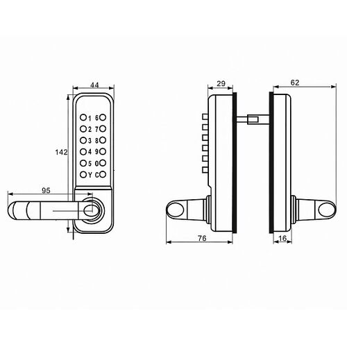 Врезной механический кодовый замок Selock Code OS2715 с возможностью установки на узкопрофильные пластиковые и стеклянные двери, фото , изображение 8