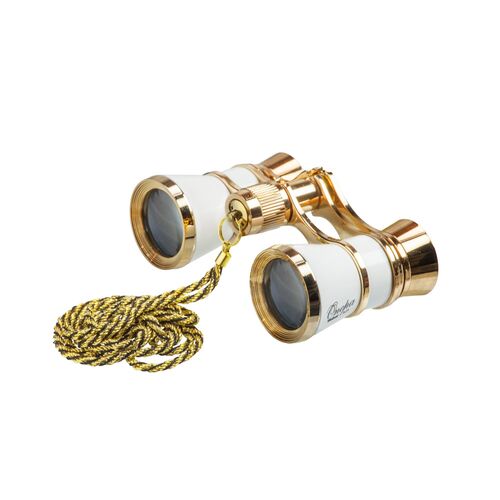 Бинокль театральный Veber Opera БГЦ 3x25 с цепочкой, белый/золотой, фото 