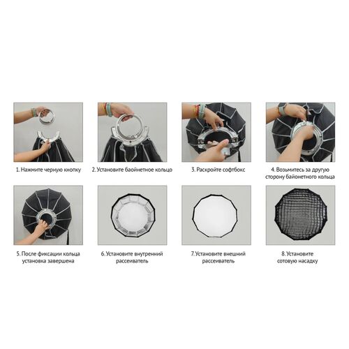 Софтбокс Falcon Eyes TwinFast 90 HC с сотами, фото , изображение 3