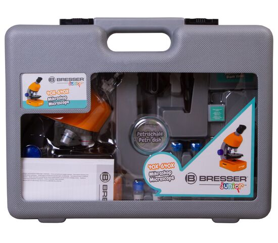 Микроскоп Bresser Junior 40–640x с набором для опытов, в кейсе, фото , изображение 14