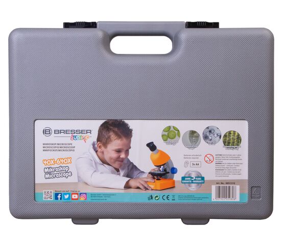 Микроскоп Bresser Junior 40–640x с набором для опытов, в кейсе, фото , изображение 15