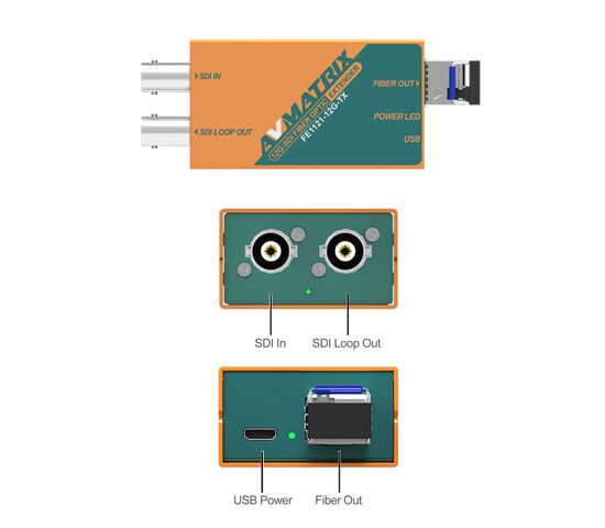 Волоконно-оптический удлинитель AVMATRIX FE1121-12G SDI 10км, фото , изображение 2