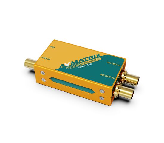 Усилитель-распределитель AVMATRIX SD1121-12G 1×2 12G-SDI с восстановлением тактовой частоты, фото 