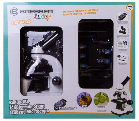 Микроскоп Bresser Junior Biolux SEL 40–1600x, белый, в кейсе, фото , изображение 17
