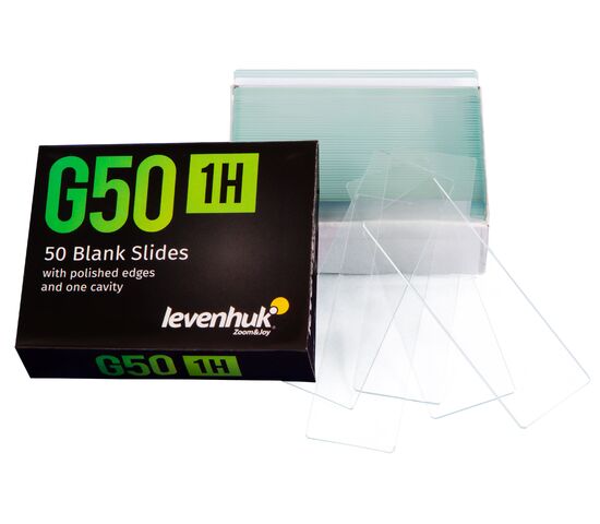 Стекла предметные с лункой Levenhuk G50 1H, 50 шт., фото , изображение 2