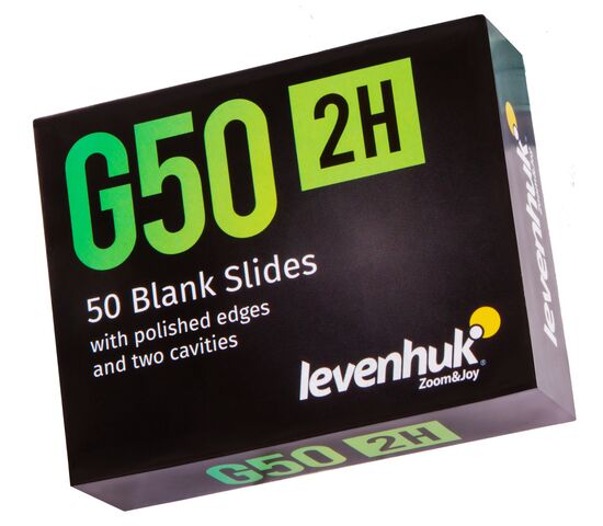 Стекла предметные с двумя лунками Levenhuk G50 2H, 50 шт., фото , изображение 7