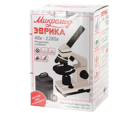 Микроскоп школьный Микромед Эврика 40х-1280х в кейсе, фото , изображение 9