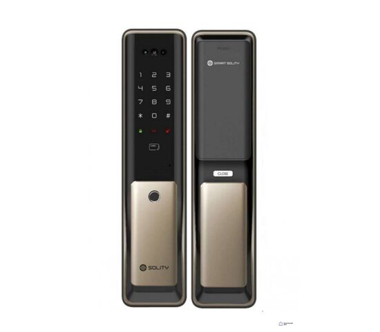 Электронный дверной замок Solity GP-6000BAK Champagne Gold с Face ID, фото 