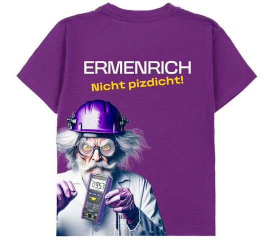 Фирменная футболка Ermenrich «Nicht pizdicht! Сумасшедший электрик», фиолетовая, размер L, фото 