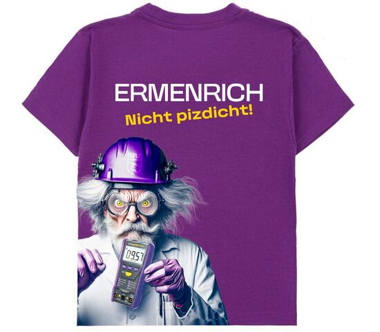Фирменная футболка Ermenrich «Nicht pizdicht! Сумасшедший электрик», фиолетовая, размер XL, фото 