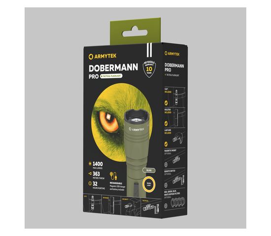 Фонарь Armytek Dobermann Pro Magnet USB Olive Warm, фото , изображение 4
