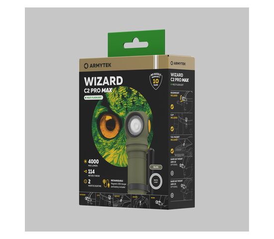 Налобный фонарь Armytek Wizard C2 Pro Max Magnet USB White Olive, фото , изображение 4