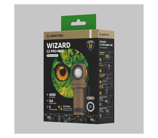 Налобный фонарь Armytek Wizard C2 Pro Max Magnet USB Sand, фото , изображение 4