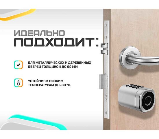 Электронный биометрический цилиндр для механических дверных замков Selock Hotel Key с управлением через мобильное приложение Ttlock, фото , изображение 2