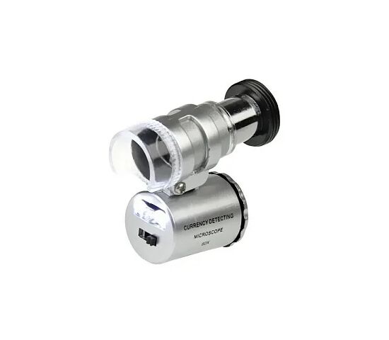 Микроскоп Kromatech 60x мини, с подсветкой (2 LED) и ультрафиолетом (9882), фото 