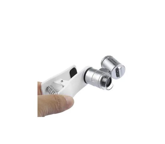 Микроскоп Kromatech 60x мини, с креплением для смартфона, подсветкой (2 LED) и ультрафиолетом (9882-W), фото , изображение 2